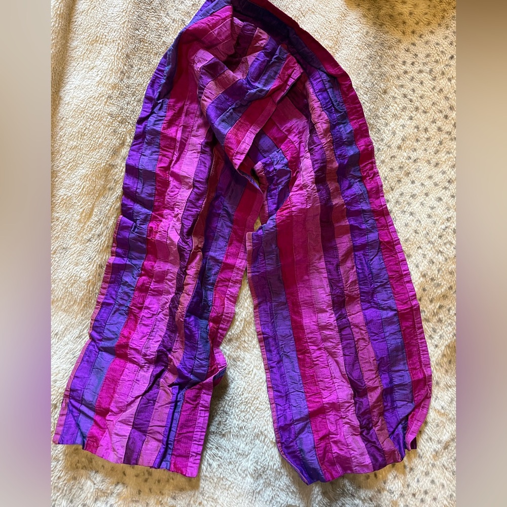 Vibrant Pink and Purple Striped Scarf